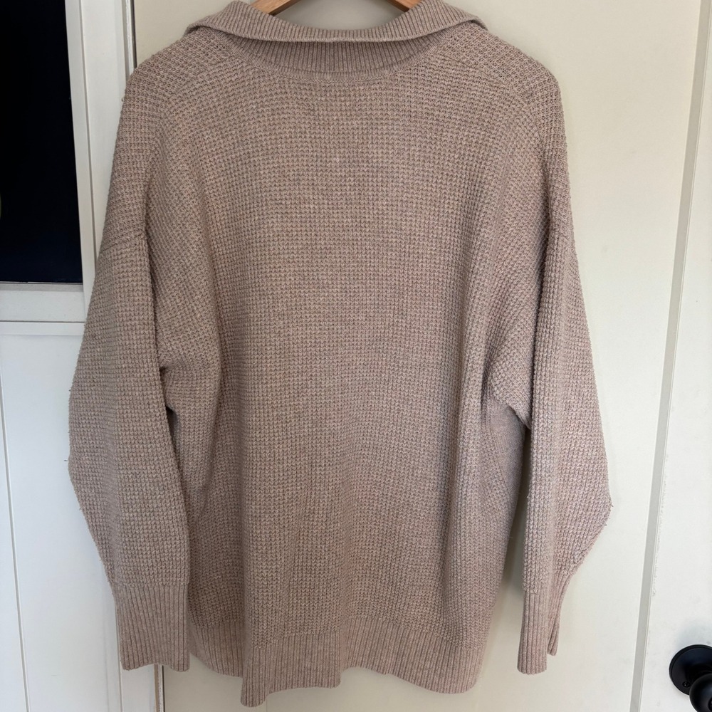 Aerie Cozy Thermal Waffle Knit Lounge Set sweater & wide leg pants L/XL short - Picture 5 of 10